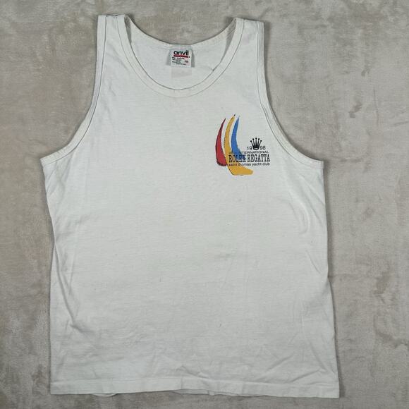 VTG Rolex Regatta Tank Top Shirt Men’s Size M White 1988 St Thomas Yacht Club - Picture 4 of 9